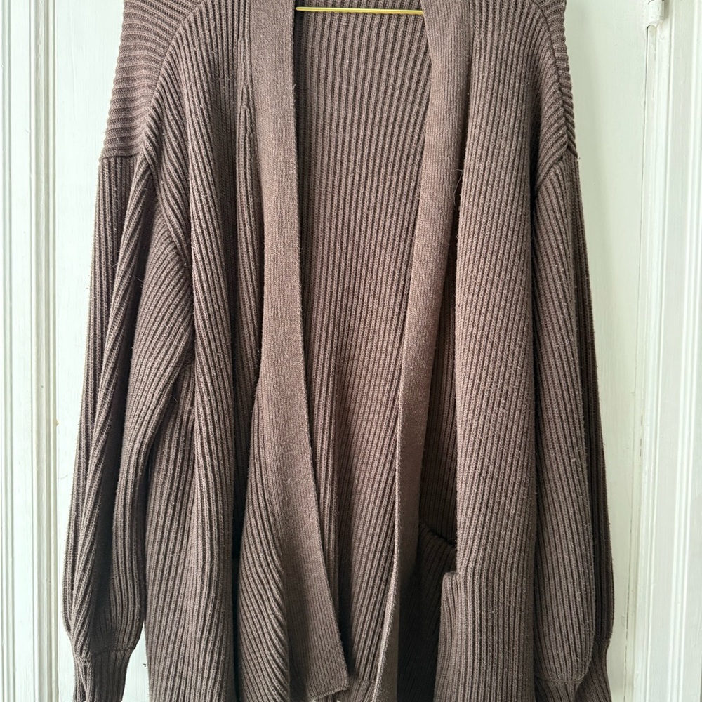 Quince 100% Organic Cotton Oversized Cardigan Taupe